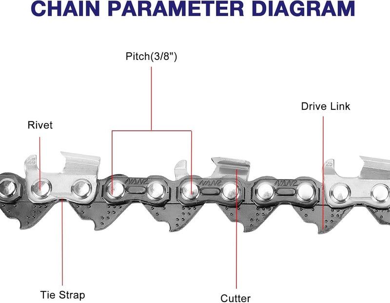 FUNKYWOO 4 Pack 20 Inch Chainsaw Chain .325" Pitch .058'' Gauge 76 Drive Links Fits Blue Max 53543, 8901, 8902 and more - Image 3